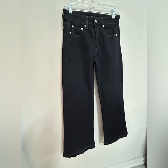 AMERICAN EAGLE SUPER STRETCH WIDE LEG DARK WASH JEANS - Picture 3 of 10